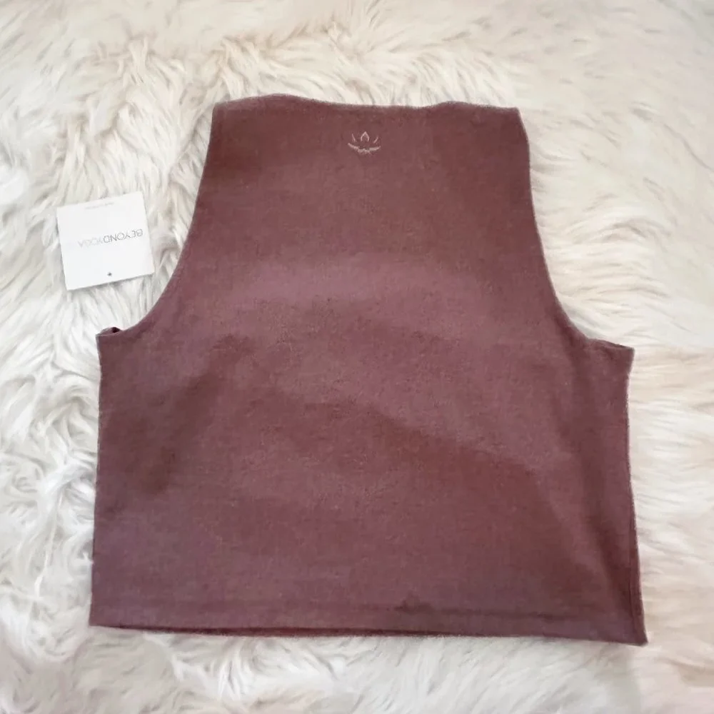 Beyond Yoga Women's XL Spacedye Crop Tank Top Square Neck Sienna Brown Heather - Picture 7 of 9